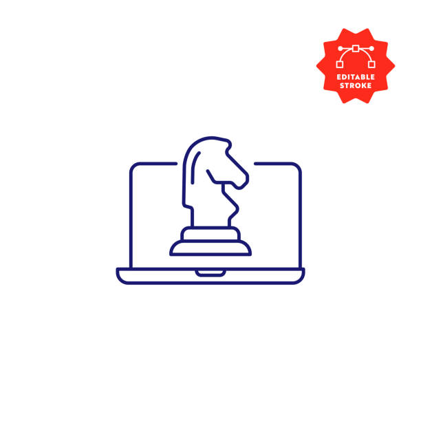 Marketing Strategy Single Line Icon with Editable Stroke and Pixel Perfect. Marketing Strategy Single Line Icon with Editable Stroke and Pixel Perfect. computer chess stock illustrations