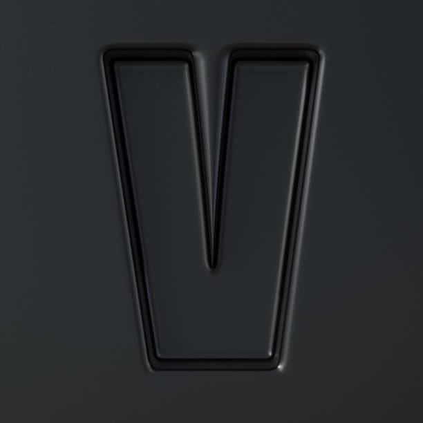 istock Black engraved font Letter V 3D 1191974468