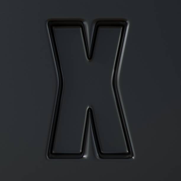 Black engraved font Letter X 3D
