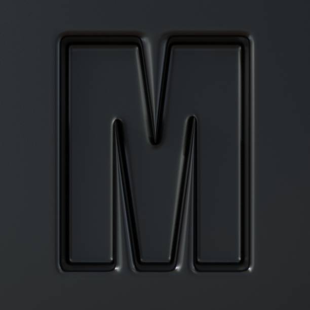 istock Black engraved font Letter M 3D 1191974551