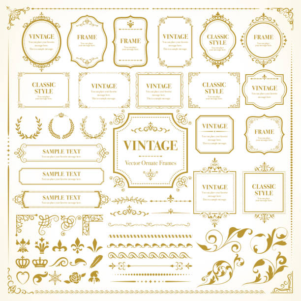 ilustrações de stock, clip art, desenhos animados e ícones de vintage vector frames / set of template / retro design for monograms, invitations, frames, banners, menus, labels and websites. - gothic frame