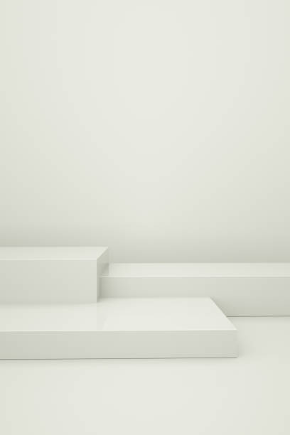 White booth 3D rendering background wall, can be used for banner design items display background.