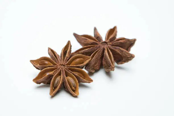 Star anise on a white background