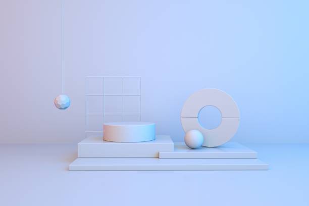 istock 3D rendering color geometric background. Geometric shapes in modern minimal design. Minimalistic mock up for promotion, cosmetic background, product show. 1191995407