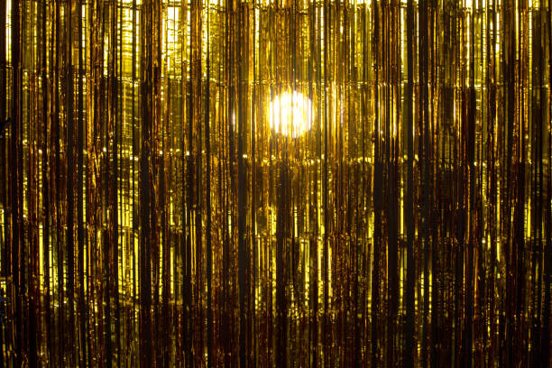 istock Gold Foil strip Curtain hanging on wall studio 1191996763
