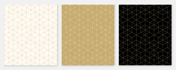 ilustrações de stock, clip art, desenhos animados e ícones de background pattern seamless geometric line abstract gold luxury color vector. christmas background. - design