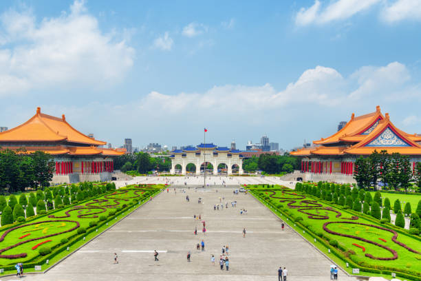 Amazing view of Liberty Square in Taipei, Taiwan Amazing view of Liberty Square in Taipei, Taiwan. The National Theater, the Gate of Great Piety and the National Concert Hall. The square is a popular tourist destination of Asia. Awesome cityscape. chiang kai shek photos stock pictures, royalty-free photos & images