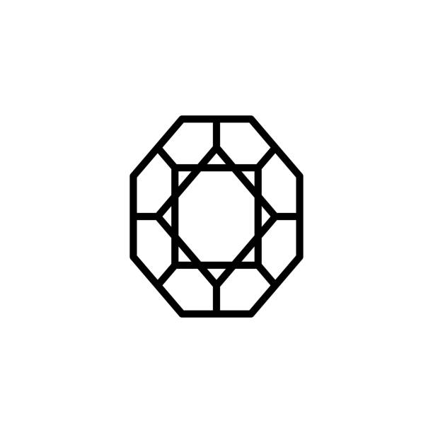 ilustraciones, imágenes clip art, dibujos animados e iconos de stock de icono de contorno de diamante, estilo de diseño minimalista moderno. elementos de diseño de logotipo de línea delgada de gemas vectoriales - gem jewelry hexagon square