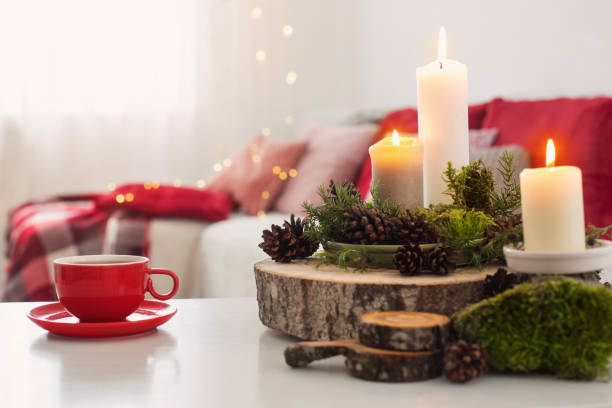 istock cup of tea with burning candles on white table 1192007855