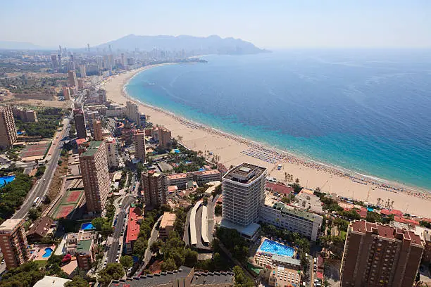 Photo of Aerial view of a beach at Benidorm Spain