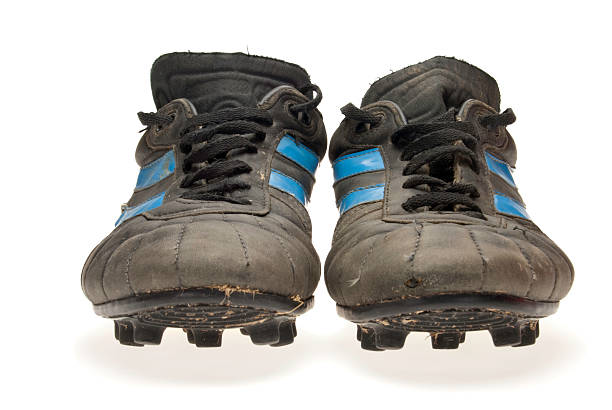 old soccer shoes shooting front  studded footwear stock pictures, royalty-free photos & images