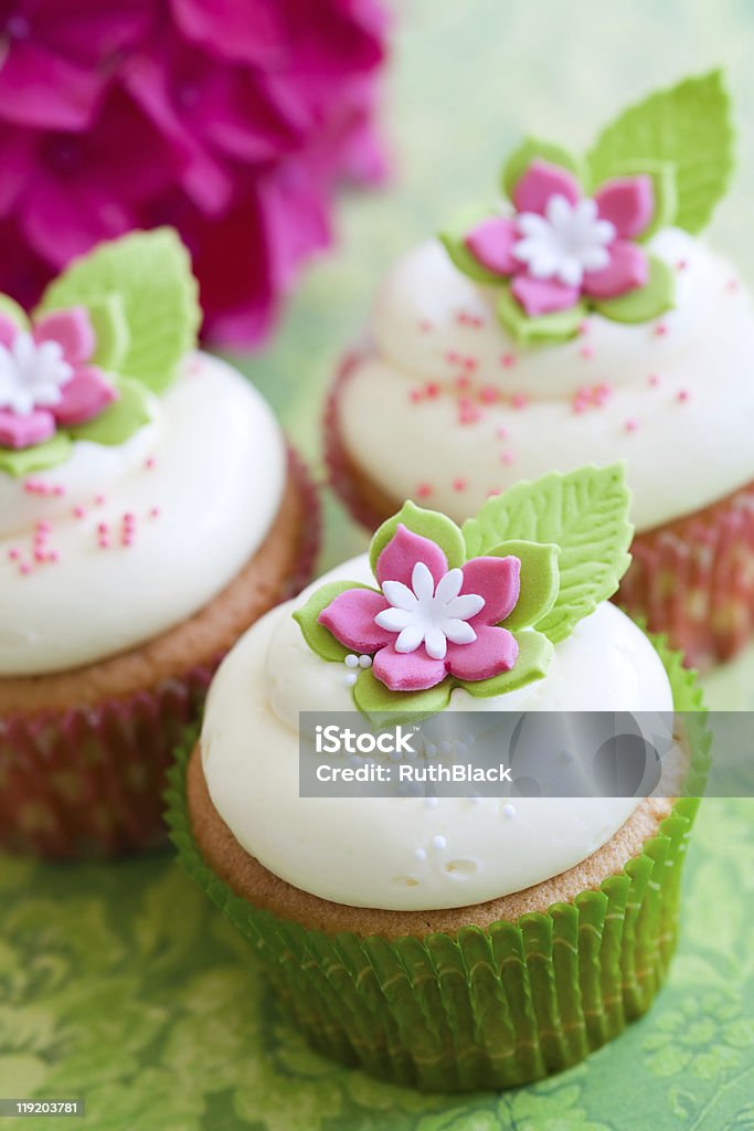 Flower cupcakes  Baked Stock Photo