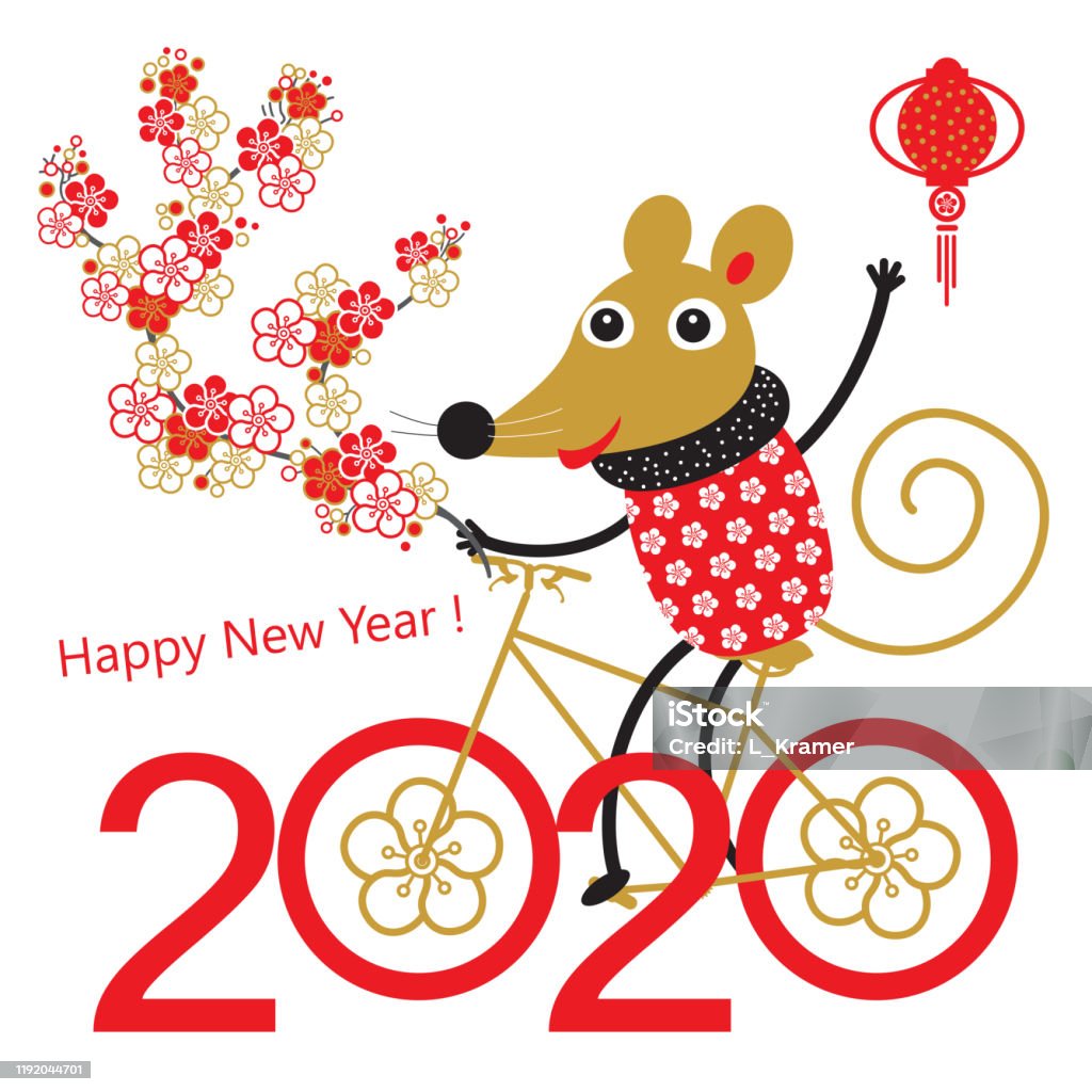 Happy Chinese New Year 2020 Year Of The Rat Cute Cartoon Mouse ...