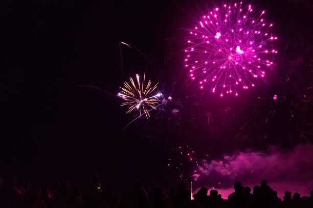 istock Crowd watching fireworks and celebrating new year eve 1192046624