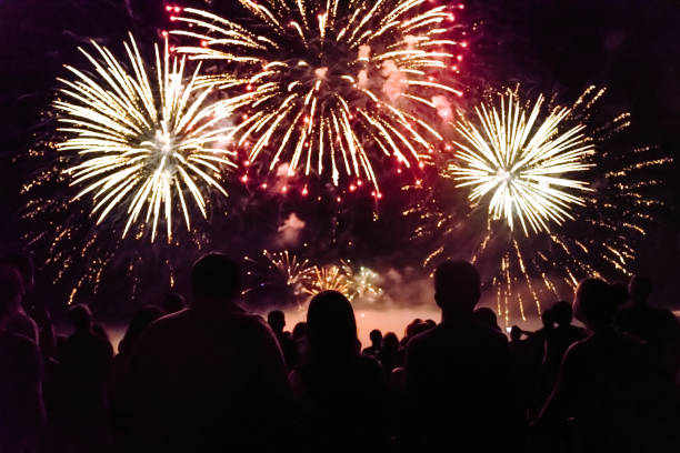 istock Crowd watching fireworks and celebrating new year 1192046734