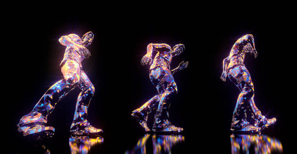istock Dancing poses 3D render. Set of 3 items isolated on black background 1192049951