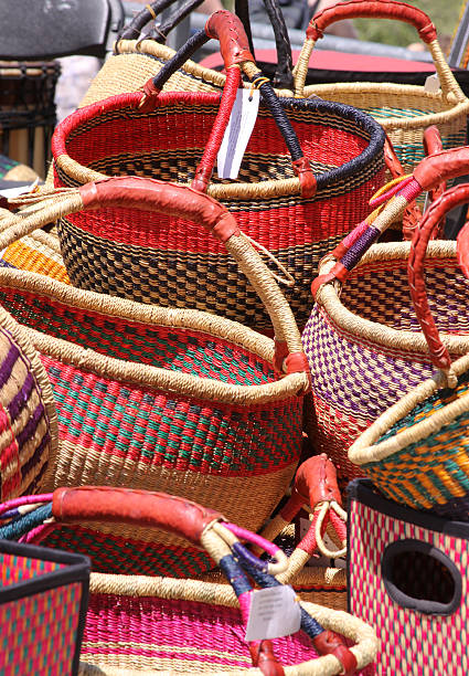 handcrafted baskets stock photo