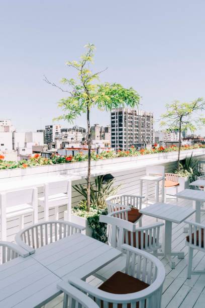 istock White chairs and tables in balcony of hotel 1192055813