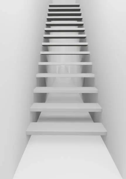 Staircase with steps in the corridor. Business concept. 3d render