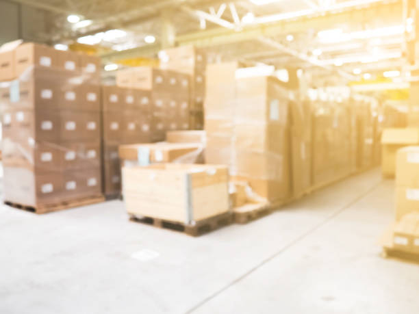 istock Blur warehouse background, Blurred store factory, industry warehouse space and hardware box for delivery with bokeh light background, business logistic distribution storage cargo concept 1192060078