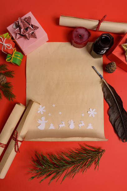 istock Empty letter for Santa Claus. Copy space. Red background. 1192061149