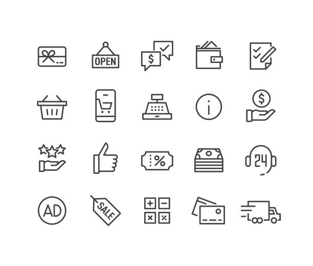 shopping icons set - classic line serie - kostenlos stock-grafiken, -clipart, -cartoons und -symbole