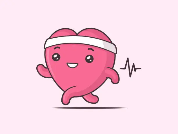 Vector illustration of Running Heart Mascot