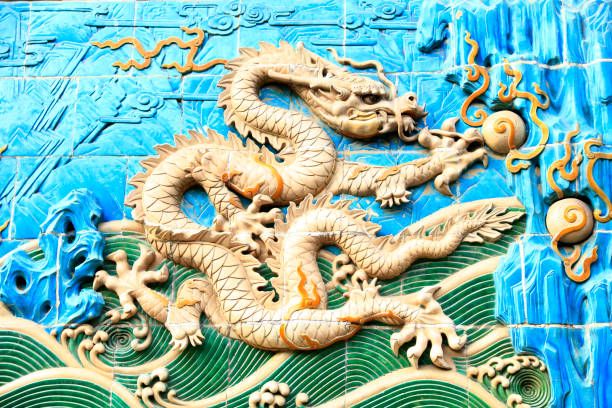 Chinese glazed tile dragon sculpture
