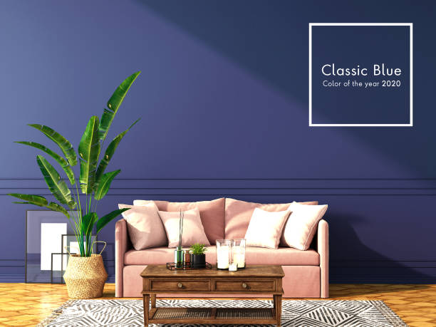 istock interior design for classic blue color trend 2020,3d rendering,3d illustration 1192068492
