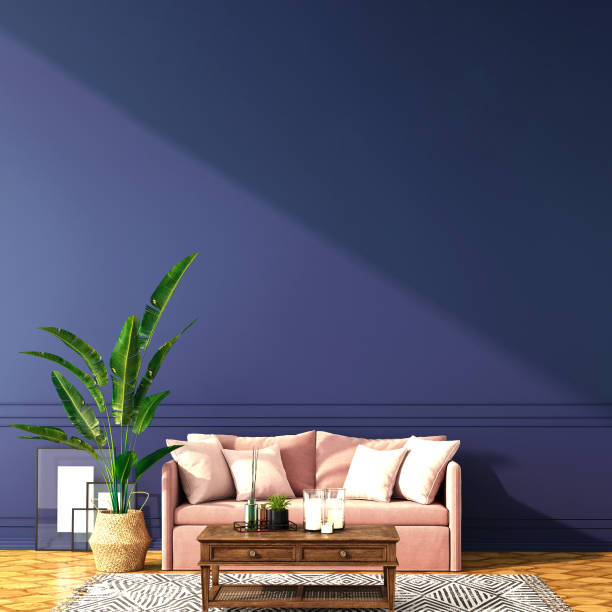 istock interior design for classic blue color trend 2020,3d rendering,3d illustration 1192068514