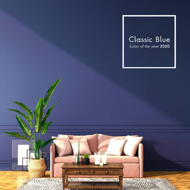 istock interior design for classic blue color trend 2020,3d rendering,3d illustration 1192068548