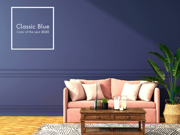 istock interior design for classic blue color trend 2020,3d rendering,3d illustration 1192068571