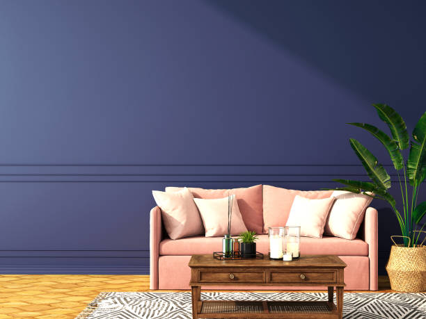 istock interior design for classic blue color trend 2020,3d rendering,3d illustration 1192068587