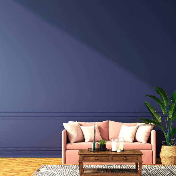 istock interior design for classic blue color trend 2020,3d rendering,3d illustration 1192068616
