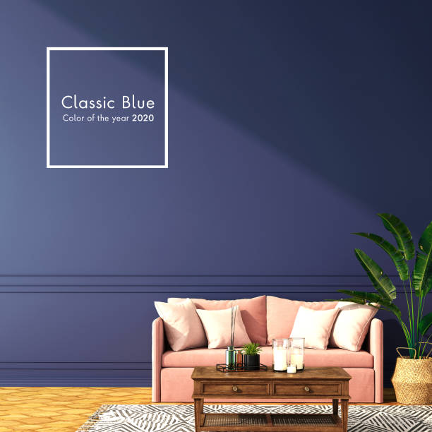 istock interior design for classic blue color trend 2020,3d rendering,3d illustration 1192068646