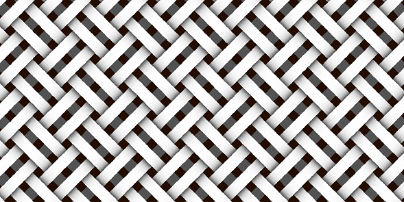 Monochrome wicker background. Braided black and white pattern. Realistic 3d illustration. Template for web sites, sticker labels, wallpapers, banners, leaflets, cover design, fabric