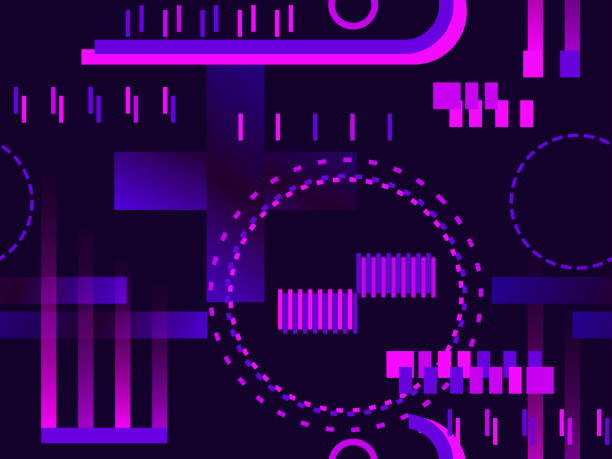 istock Cyberpunk seamless pattern. Retro futurism of the 80s. Signal error, pixel mosaic. Computer screen error. Vector illustration 1192071489