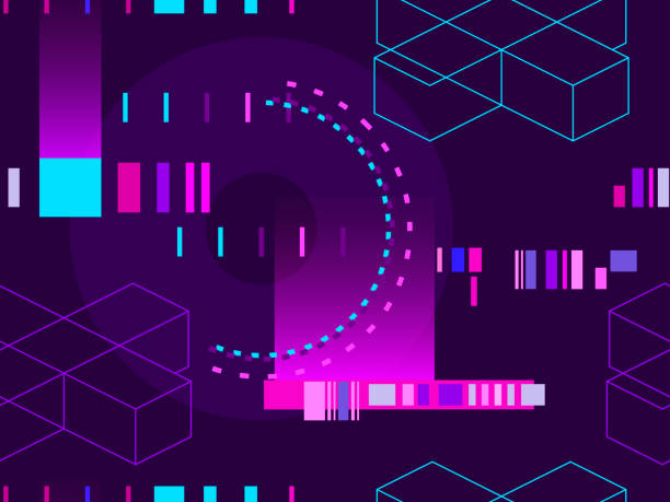 istock Cyberpunk seamless pattern. Retro futurism of the 80s. Signal error, pixel mosaic. Computer screen error. Vector illustration 1192071563