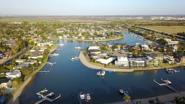 istock Aerial view of waterside living 1192071903