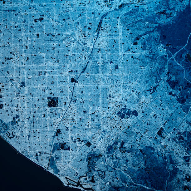 istock Santa Ana California 3D Render Map Blue Top View Sept 2019 1192074502