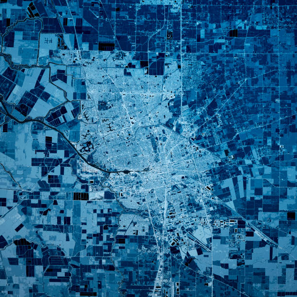 istock Stockton California 3D Render Map Blue Top View Nov 2019 1192074590