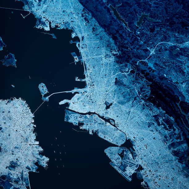 istock Oakland California 3D Render Map Blue Top View Oct 2019 1192074622