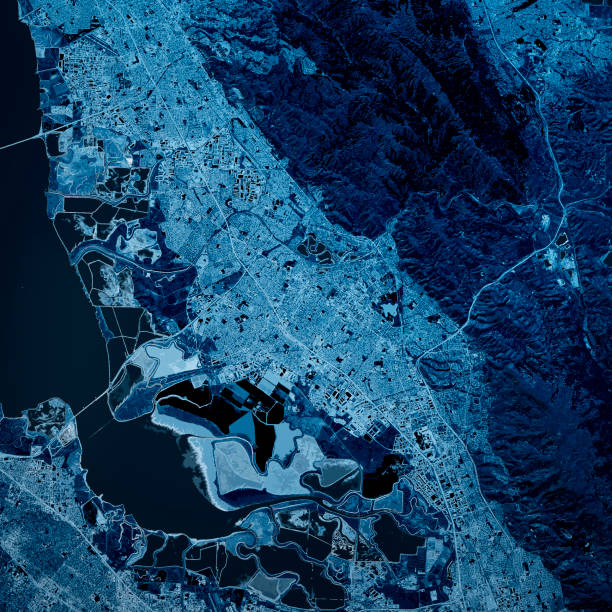 istock Fremont California 3D Render Map Blue Top View Nov 2019 1192074684