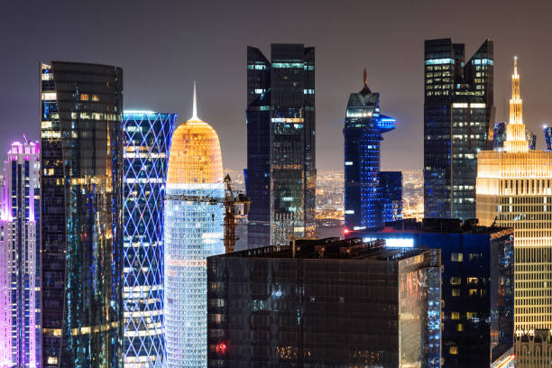 istock Skyline at night in Qatar, elevated view on the Doha City 1192074768