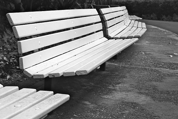 istock Curved Row of Park Benches 119207524