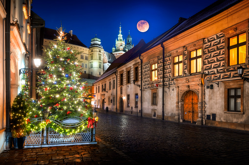 Kanonicza street the Old town of Krakow in Christmas time, Poland