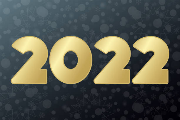 istock 2022 Happy New year golden icon on snowflake background. Vector greeting card. Illustration for celebration, congratulation, web, design, decoration 1192076405