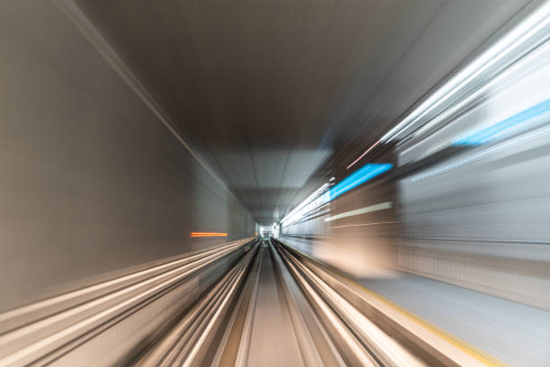 istock Blurred Motion Travel in train on tunnel 1192077142