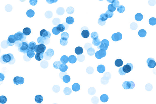 istock Festive blue confetti background. Flat lay style. 1192077174