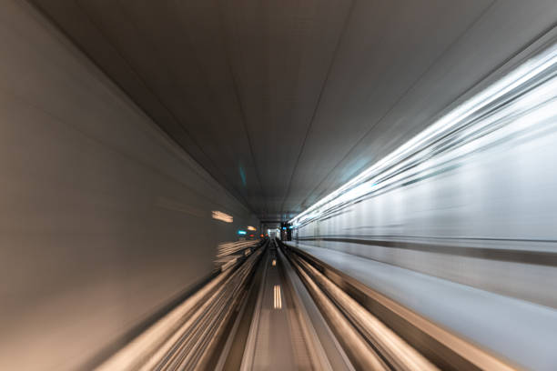 istock Blurred Motion Travel in train on tunnel 1192077182